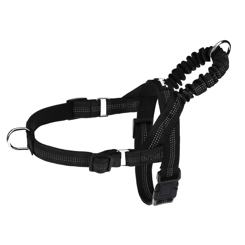PUPTECK No Pull Dog Harness Small Sized Dog, Adjustable Reflective Pet Vest Harness with Bungee Handle, Escape Proof No Choke Harness for Small Dogs Walking Training, Black S