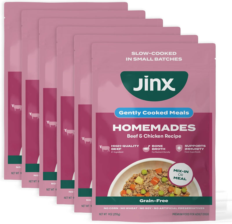 Jinx Beef Grain Free Wet Dog Food Toppers, Homemades 6 Pack, 9oz