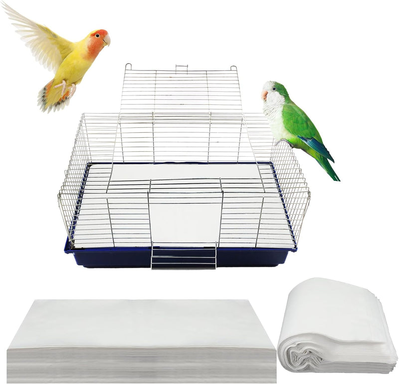 Buryeah 200 Pcs Bird Cage Papers Liner Disposable Non Woven Parrot Bird Pad, Precut Absorbent Bird Paper, Pet Cages Cush