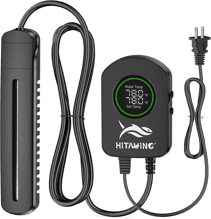 HiTauing Aquarium Heater, 100W/200W/300W/500W Fish Tank Heater with Upgraded LED Large Display, Up/Down Control Buttons