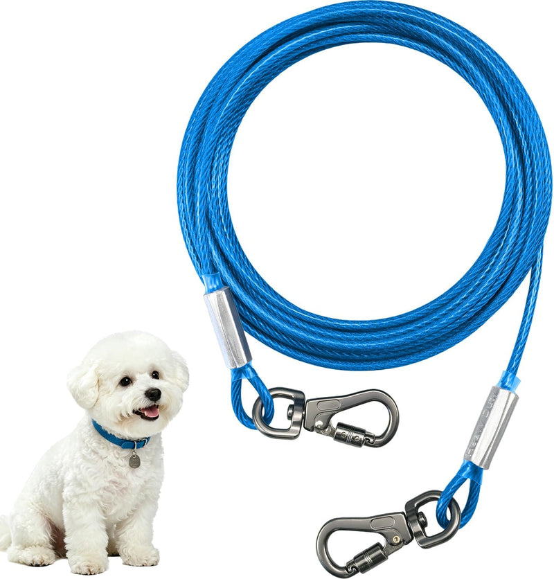 Dog Tie Out Cable - Chew Proof Steel Wire Lead - 360° Tangle Free Outdoor Leash for Pups - Dog Runner Cable for Small to