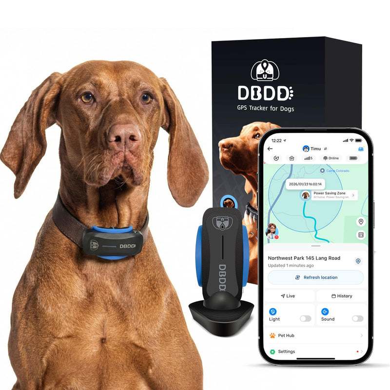 DBDD AI GPS Tracker for Dogs (30lbs+) - Real-Time Location & AI Health Assistant, Electronic Fence Collar for Escape Artists, Waterproof Dog GPS Tracker for Medium Large Dogs, iOS Android