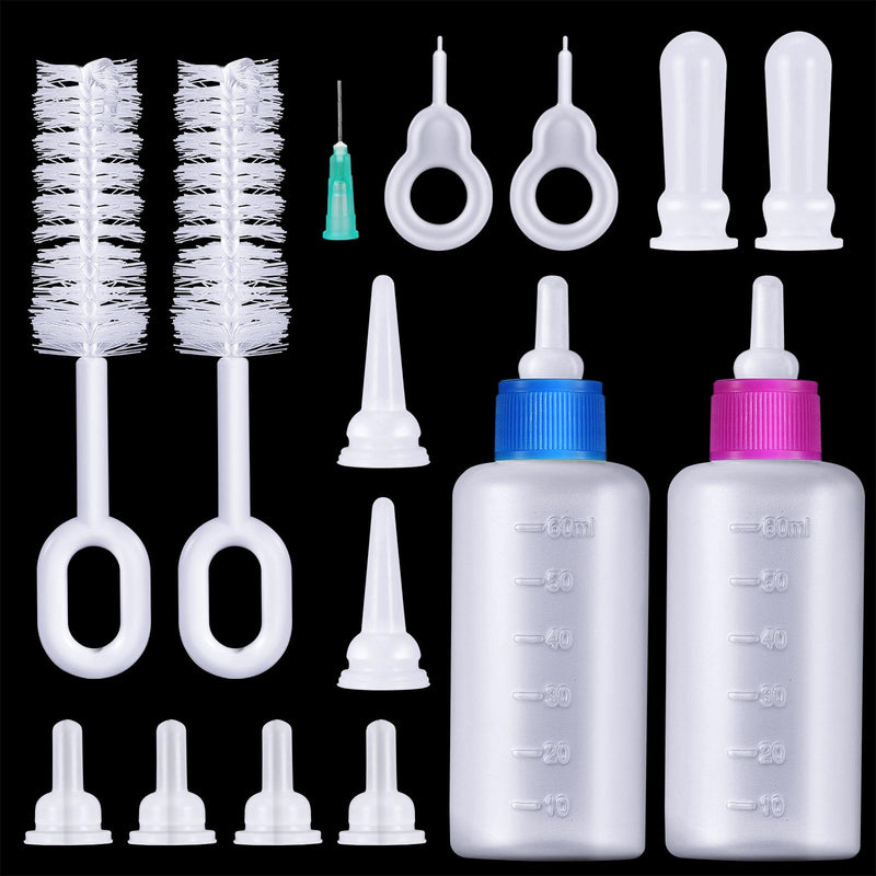 Tondiamo 17 Pcs Kitten Bottle Feeding Kit Puppy Bottles for Nursing Puppy Milk, Replacement Nipples Cleaning Brushes Bottle Opening Needles for Newborn Pet Cat Dog Rabbit Goat