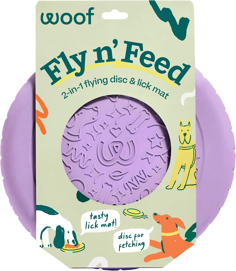 WOOF Fly n' Feed Flying Disc & Lick Mat Dog Toy - Lavender