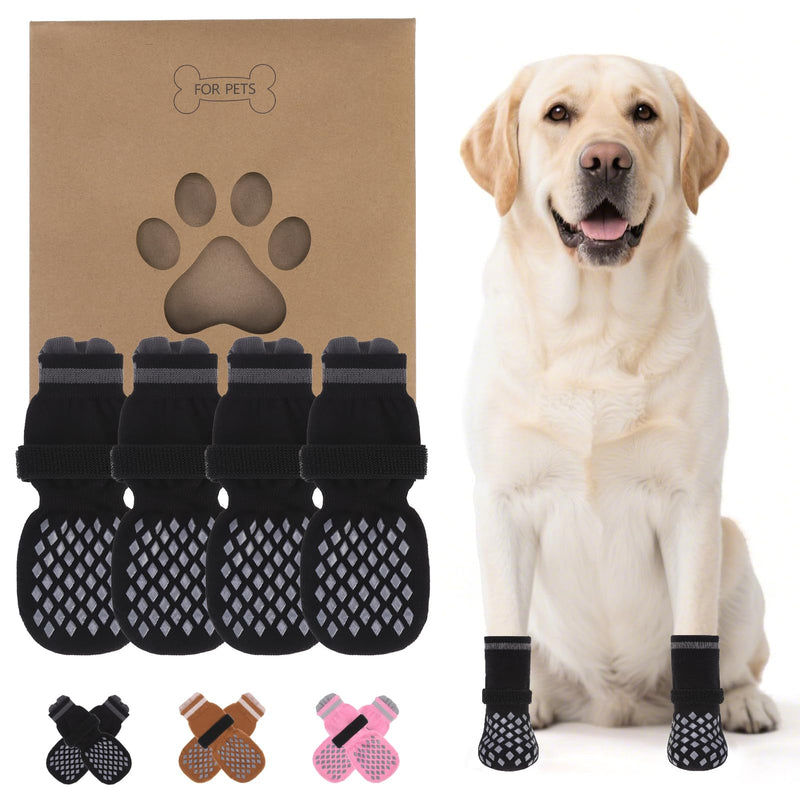 KOOLTAIL Anti Slip Dog Socks Shoes for Hot Pavement to Prevent Licking Paws Scratching, Pet Boots & Paw Protector for Hardwood Floors, Dog Grip Booties for Small Medium Large Senior Dogs, Black M