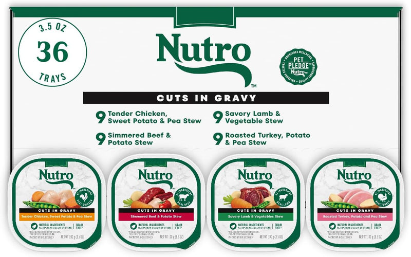 Nutro Cuts in Gravy Wet Dog Food, Variety Pack, 3.5 oz, 36 Count