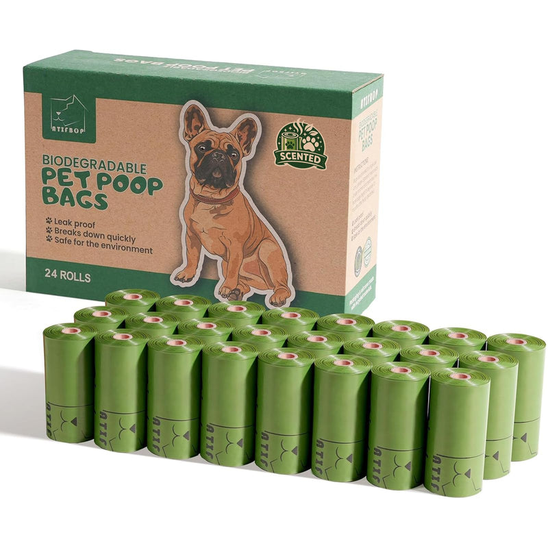 ATIFBOP Biodegradable Dog Poop Bags Rolls 360 Count Scented, Leak Proof and Extra Thick Waste Bag Refill (Scented)