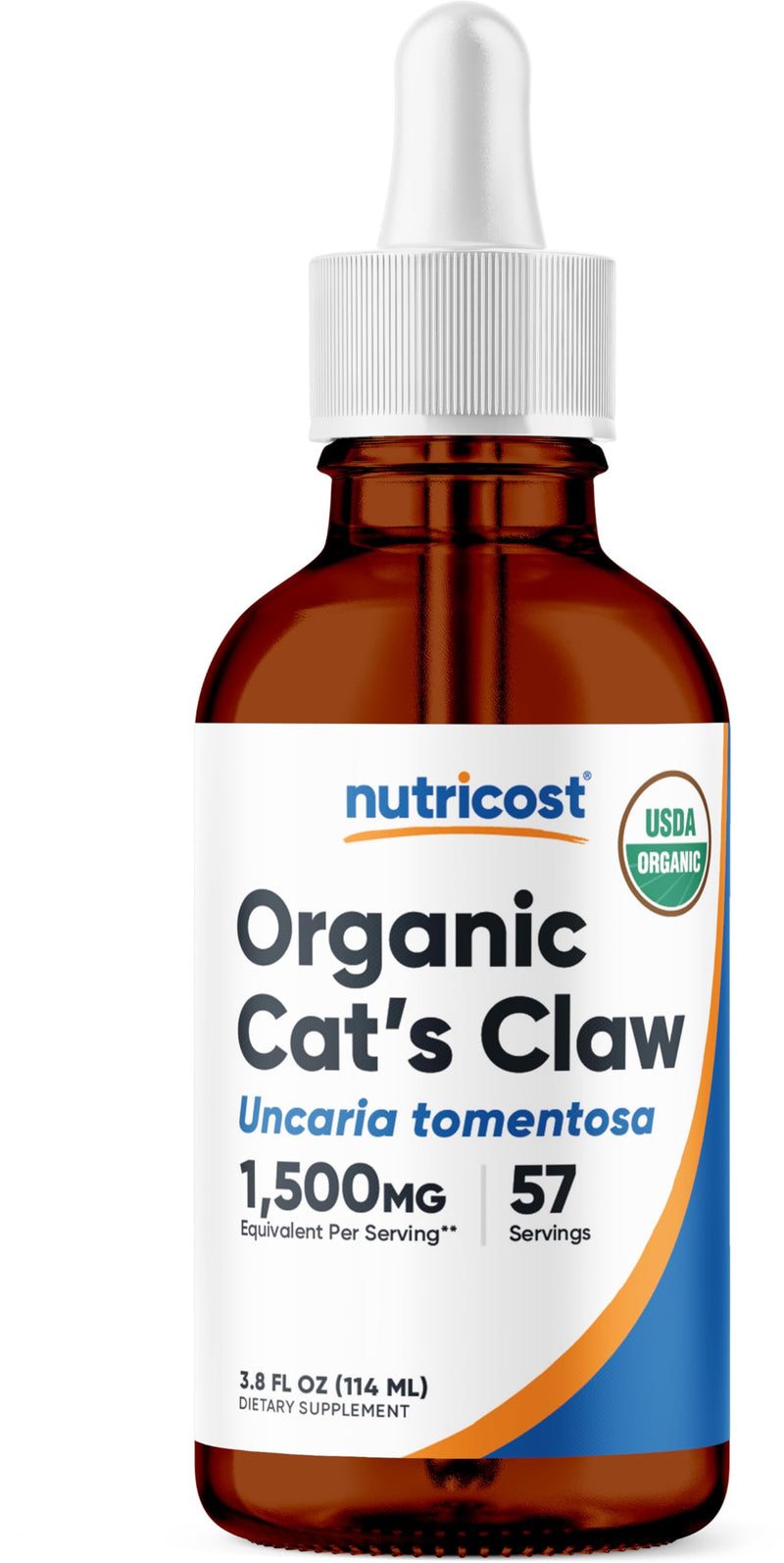 Nutricost Organic Cat's Claw Liquid Drops 3.8 Fl Oz for 57 Servings - Uncaria Tomentosa, USDA Organic, Vegan-Friendly, GMO-Free, Gluten-Free