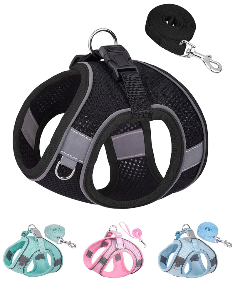 Solmoony Dog Harness for Small Medium Dogs No Pull, Puppy Harness and Leash Set, Puppy Harness, Step in Harness for Small Dogs,mesh Dog Harness. (Black, XS)