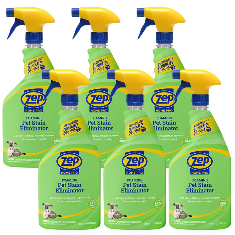 Zep Home Pro Foaming Pet Stain Eliminator - 24 Fl. Oz. (Case of 6) - R53206 - Permanently eliminates indoor dog and cat odors from your home furnishings, upholstery, and textiles