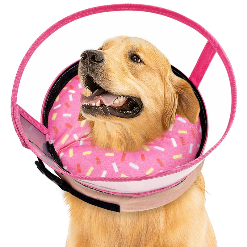 Inflatable Dog Cone Collar with Anti-Licking Clear Shield, Adjustable Elizabethan Collar, Soft Recovery Collar for Dogs, Dog Cones Alternatives for Large Medium Small Dogs & Cats
