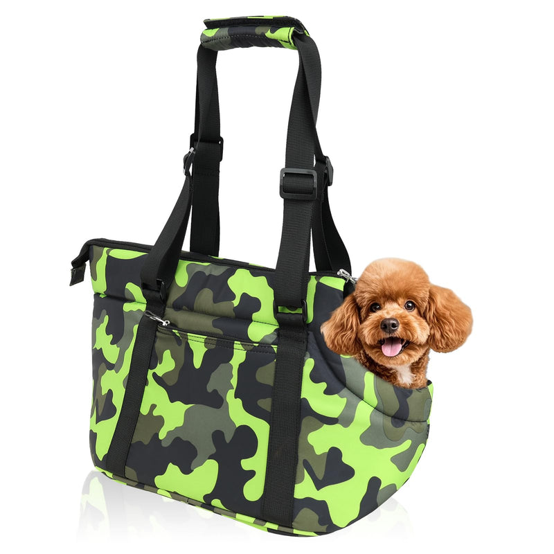 Premium 10mm Padded Dog Purse Carrier for Small Dogs, Pet Tote Bag Shoulder Carrying for Dog/Cat Below 4kg/9lbs -Camouflage Green