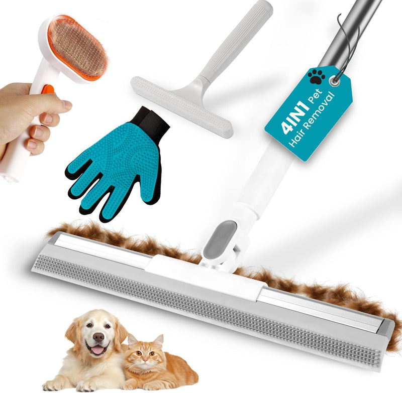 Carpet Rake for Pet Hair Removal Tool, 60” Adjustable Long Handle Pet Carpet Brush, Reusable Carpet Scraper Dog cat Hair