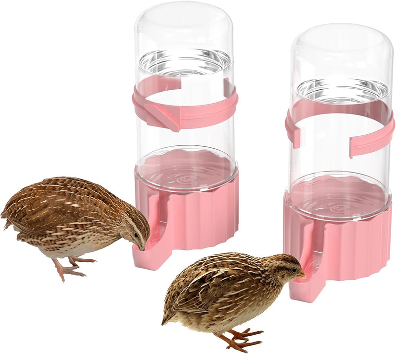 2-Pack 16.9 oz Quail Chick Automatic Waterer,No Waste Hanging Quail Feeder