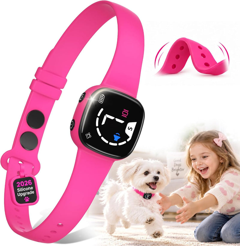 No Bark Collar with Silicone Strap, No-harm Dog Bark Collar, Bark Collar for Small Medium Large Dogs, Fashionable and Li