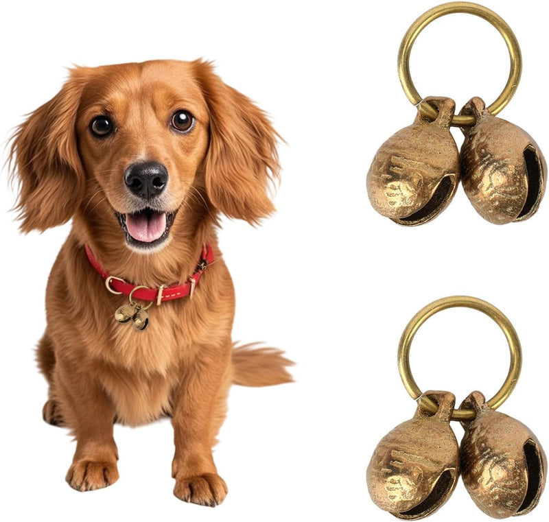 Penitue Extra Loud Copper Dog Bells, 18mm/0.71in Brass Pet Collar Bells with Vintage Charm Pendant for Small Dogs & Cats