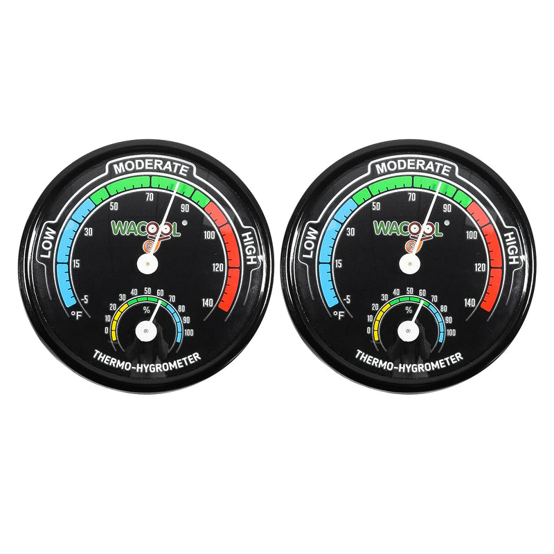 WACOOL Mini Analog Thermometer Hygrometer 2 Pack, Dial Temperature Humidity Gauge Terrarium Thermometer Celsius and Fahr