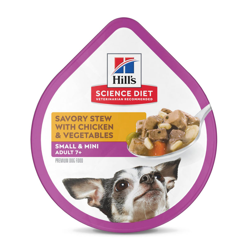 Hill's Science Diet Adult 7+ Small & Mini Wet Dog Food, Chicken & Vegetables, 3.5 oz. Trays, 12-Pack