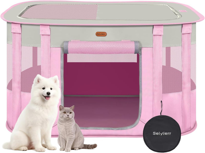 Seiyierr Foldable Pet Playpen - Cat & Puppy Playpen, Travel Dog Crate with Carrying Case, Cat Tent Dog Pen for Outdoor C