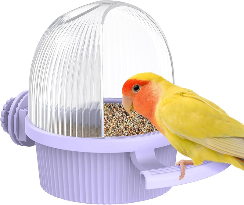 Pawfly No Mess Bird Feeder with Water Dispenser, Food and Water Bowl for Parakeet, Parrot, Cockatiel, Budgie and Lovebir