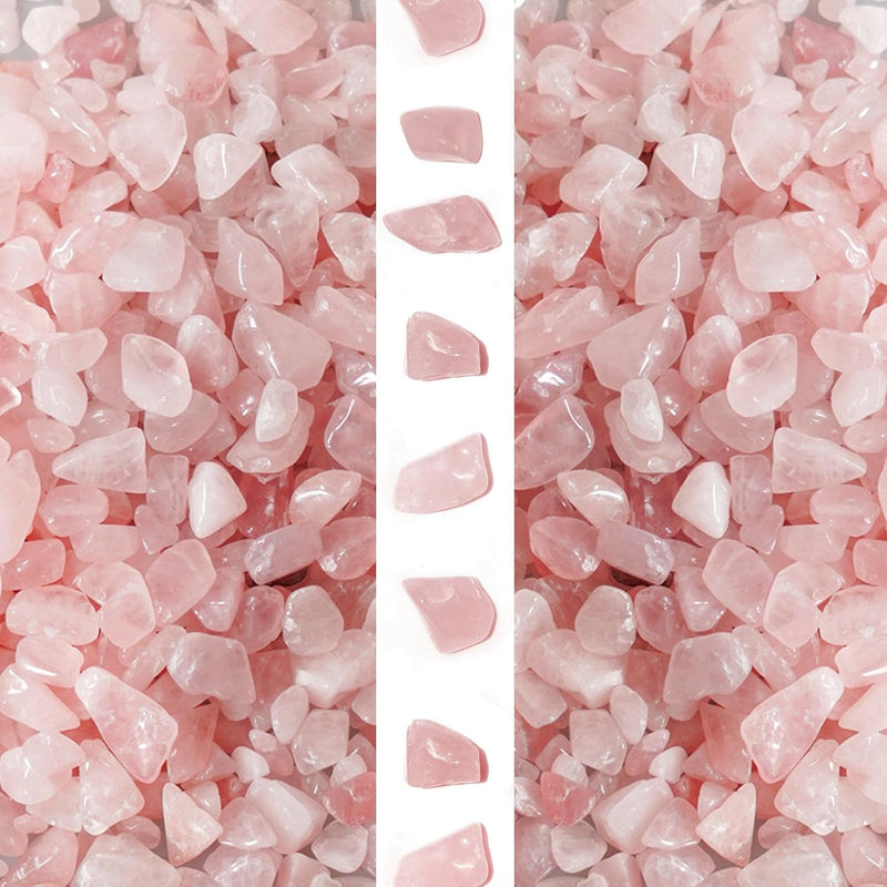 gemshan 2lb Rose Quartz Chips Natural Crushed Crystal Chip Bulk 7mm-9mm Irregular Healing Crystal Stone for Aquarium Vas