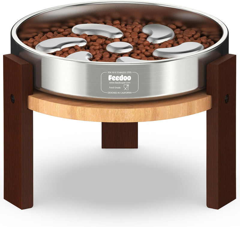 Feedoo Elevated Dog Bowl Stand, 7'' Height Raised Stand for Large Dogs, Includes 3Cups Stainless Steel Slow Feeder Dog B