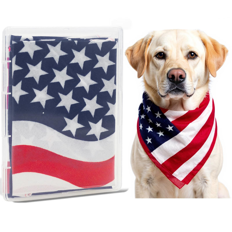 Dog Bandanas XLarge 2PCS in Storage Box, Reversible American Flag Pet Scarf for Boy and Girl, Washable, Adjustable Bandana for Dogs, 4th of July Patriotic Bandana for Large and Extra Large Dogs