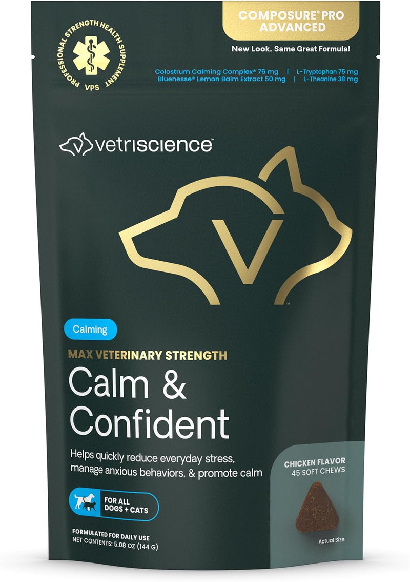 VETRISCIENCE Max Veterinary Strength Calm & Confident Chews, 45 Count
