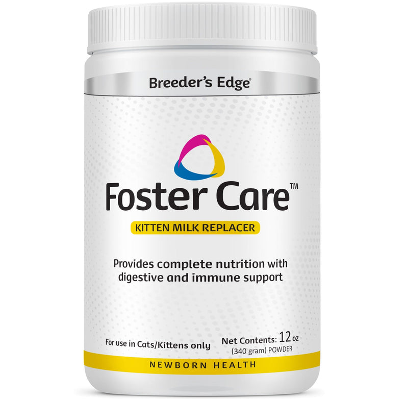 Breeder’s Edge Foster Care Feline Powdered Kitten Milk Replacer, Formula for Newborns and Adult Cats, Complete & Balanced Nutrition with Bio-Mos for Gut Health & Taurine for Heart Support, 12oz