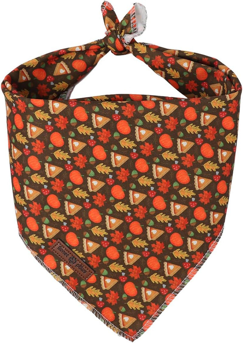 Lionet Paws Halloween Pumpkin Dog Bandana Washable Cotton Handkerchief Scarf Triangle Thanksgiving Brown Dog Bandanas fo