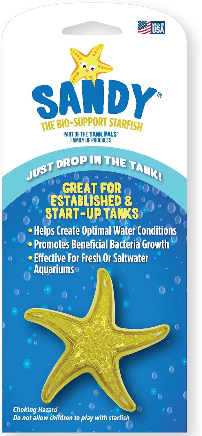 Sandy The Bio-Support Starfish - 1 Pack, Yellow- Promotes A Healthy Balanced Aquarium Ecosystem, Probiotic Growth, Tank