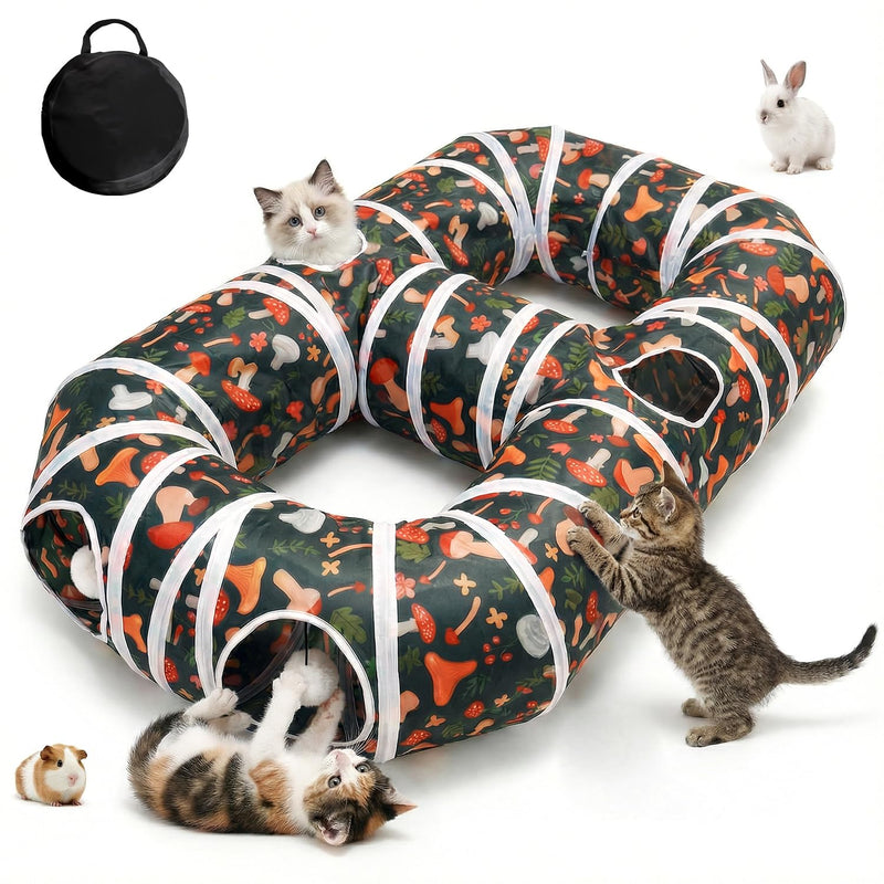 Cat Tunnel for Indoor Entertainment, Tear-Resistant Cat Play Tube with Play Ball, Collapsible Pet Tube with Interactive Peephole, Ideal for Outdoor Exercise for Kittens Puppies Rabbits (8-Shaped)