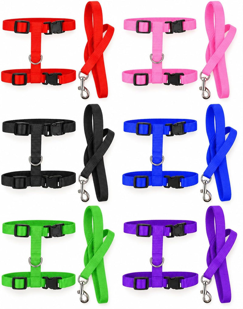 6 Pack Adjustable Cat Leash Harness Leash,Bunny Harness Leash for Pet Safety Walking Running Jogging,HarnessLeash for Bu