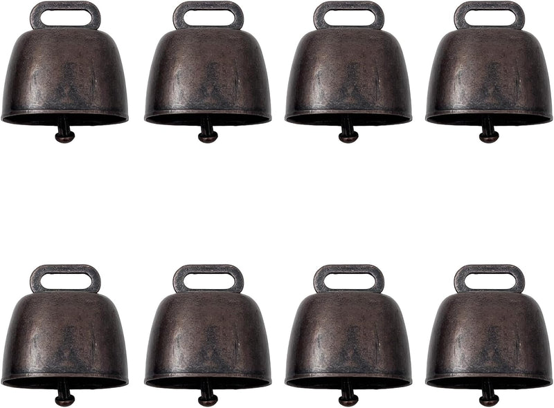8-Pieces Metal Grazing Bells for Pets and Livestock, Loud Metal Cow Bells with Red Bronze Finish for Dogs, Cats, Sheep,