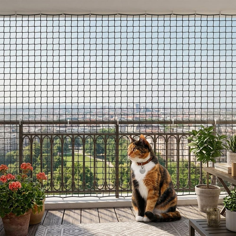JUNFLYING Cat Balcony Netting, 10x13 FT Durable Anti-Fall Safety Net for Cats