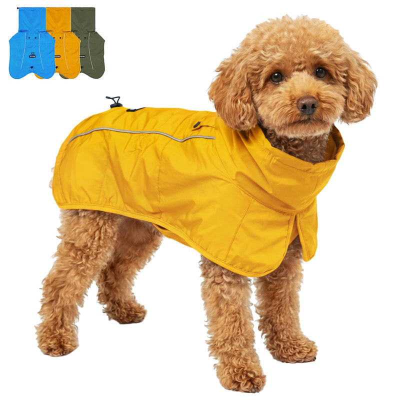 Tuff Pupper Waterproof Dog Raincoat | Full-Body Windproof Rain Jacket for Dogs | Reflective Strips | Breathable Mesh Lining | Adjustable Fit | Leash Port | Small Medium Large XL XXL Dogs (Yellow, XXS)