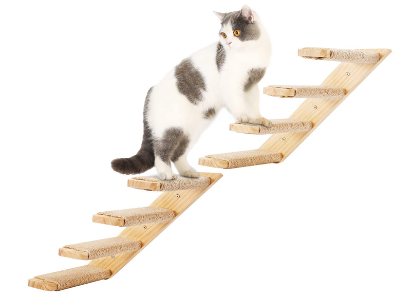 Cat Wall Climbing Shelf, 2 pcs Cat Wall Climber, 4 Step Climbing Stairs, Wall-Mounted Ladder with Sisal Scratching Rope, Perfect Wall Furniture for Perching (CatStairs2P4Steps)