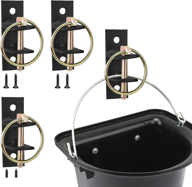 4 Pcs Water Bucket Hook with Pin Heavy Duty Wall Mounted Equestrian Bucket Hooks Hangers Horse Feed Bracket for Horse St
