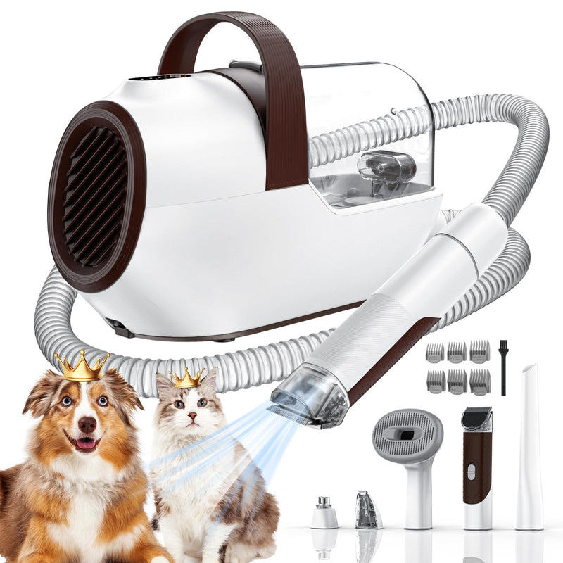 Ozumek Dog Grooming Vacuum, Dog Grooming Kit with Pet Clipper Nail Grinder, 6 Pet Grooming Tools(Mahogany)