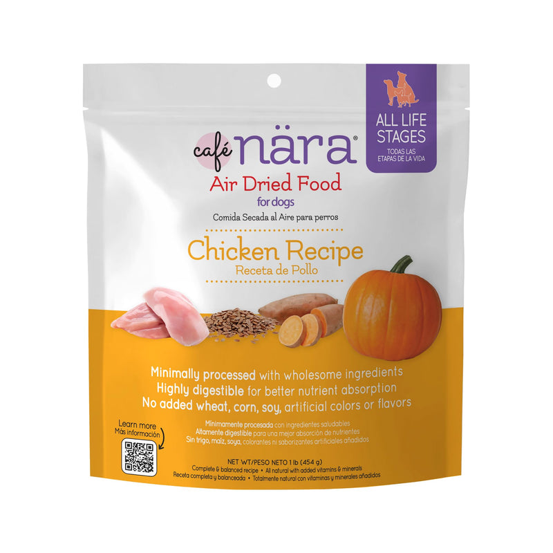 Café Nara - Chicken Air-Dried Food for Dogs - Complete Meal, Food Topper or Treat - Minimally Processed & Highly Digestible - for All Breeds & Ages - Wheat, Corn & Soy Free - Made in USA - 1 lb Bag