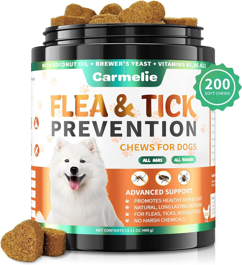 Carmelie Flea and Tick Prevention for Dogs Chewables, 200 Soft Chews