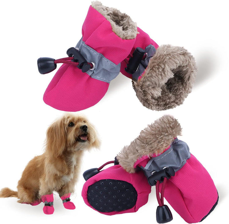 Dog Snow Boots, Dog Shoes for Winter, Dog Winter Boots for Small Medium Dogs Puppies, Dog Boots & Paw Protectors with An
