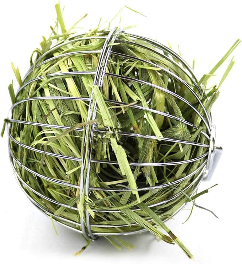 Tfwadmx Rabbit Hay Feeder, Grass Play Hay Ball Chew Toy Stainless Steel Food and Grass Frame Bowls, Small Animals Hay Ma