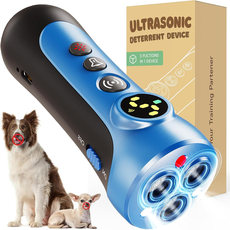 Dog Bark Deterrent Device - 3X Ultrasonic Anti-Bark Device with 5 Adjustable Levels, 30ft Range for Indoor/Outdoor Use R