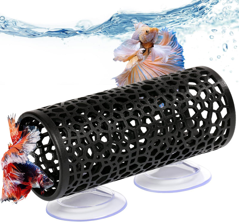 Abizoo Betta Fish Toys - Betta Tunnel Black, Small Hole Hollow Cave, Safer for Small Fish & Shrimp, Aquarium Decor & Hid