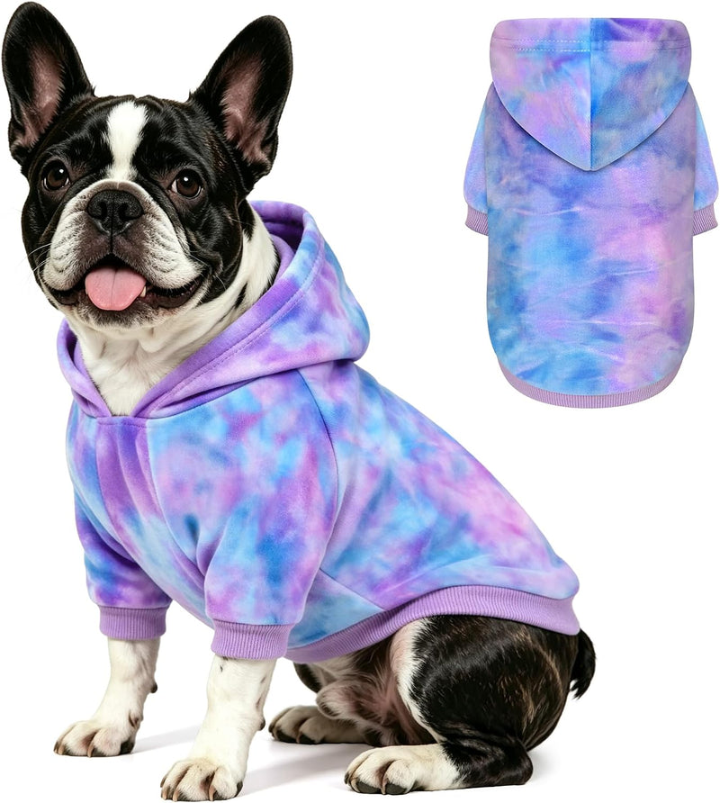 YUDODO Tie Dye Dog Hoodie, Soft Pullover Dog Sweatshirt for Small Dogs