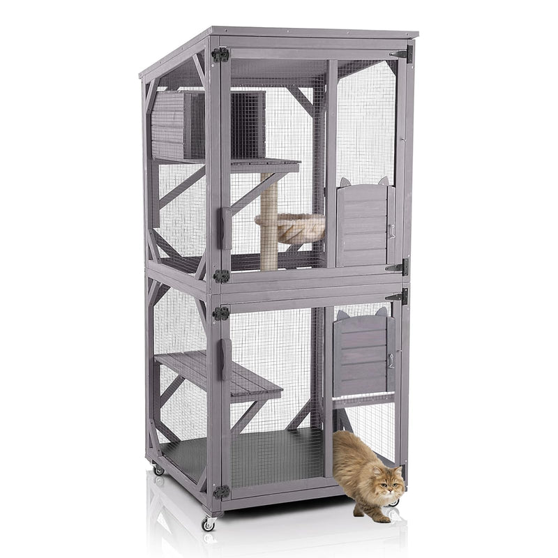 Aivituvin Cat House Outdoor Catio Cat Enclosures on Wheels 70.9