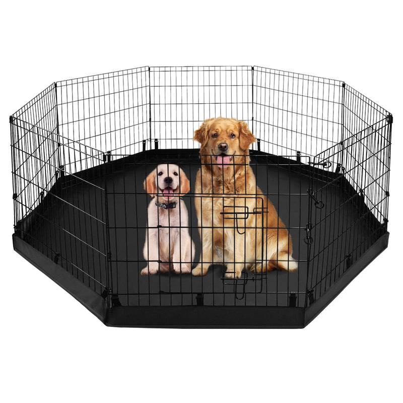 PJYuCien Octagonal Dog Playpen with Bottom Pad - Metal Foldable Exercise Pen, 8 Panels 24