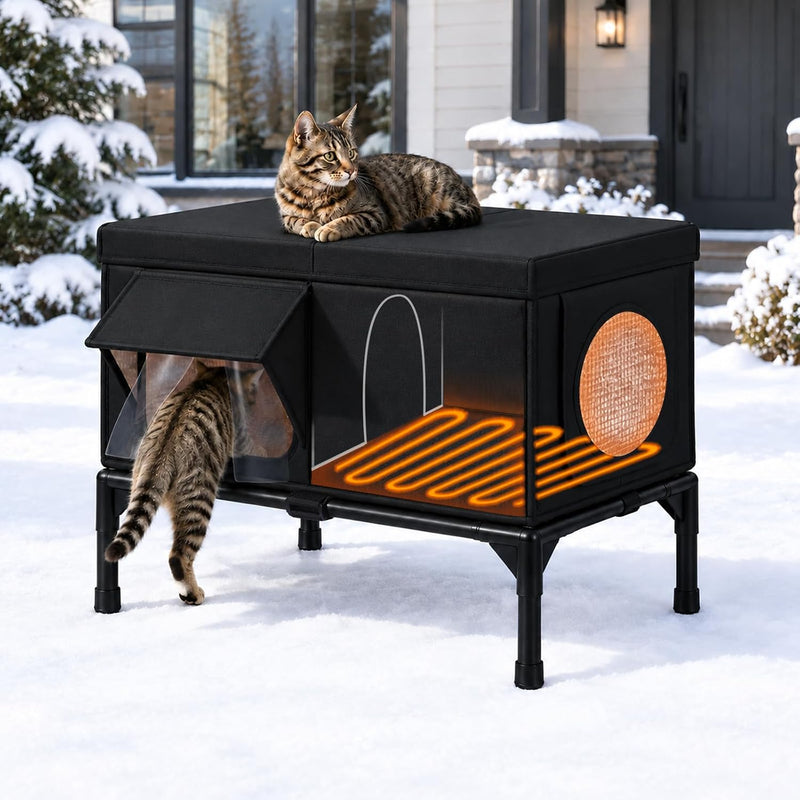 Outdoor Cat House Weatherproof, Feral Cat House Outdoor,Stray Cat Shelter,L