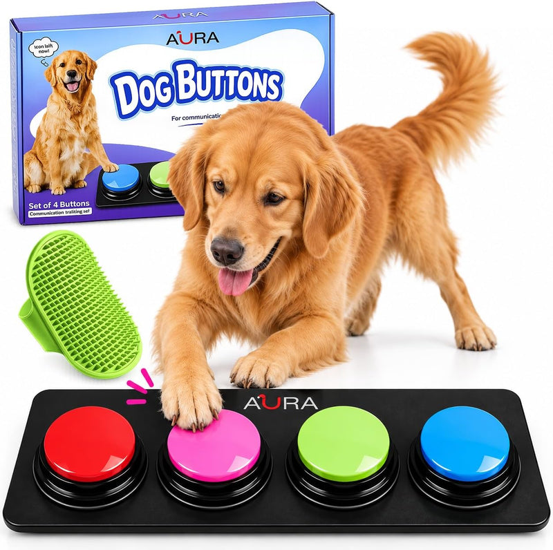 A-URA Dog Buttons for Communication, Recordable Dog Talking Buttons (4 PC)